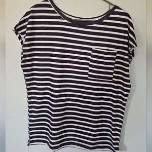Mirol Black and White Striped Top Medium
